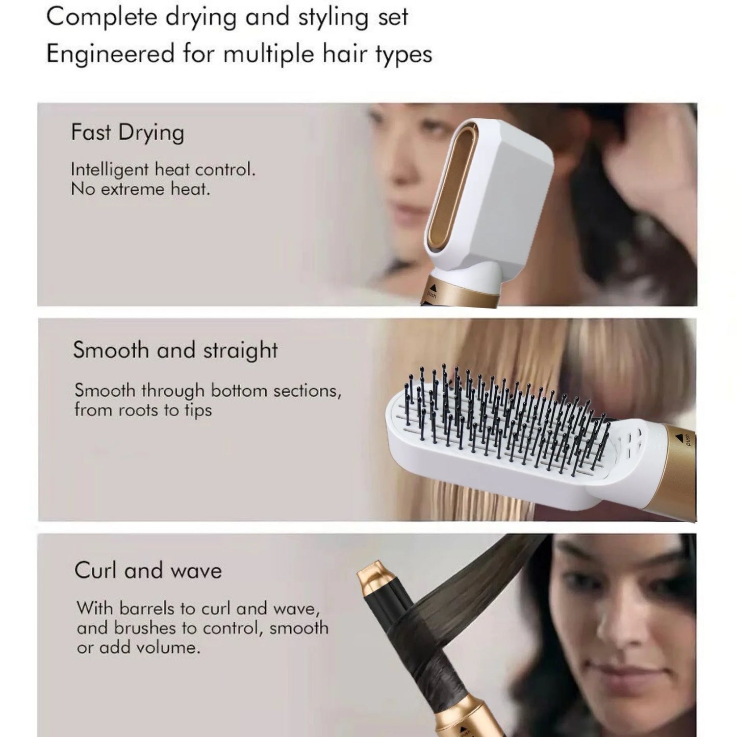 Multifunctional five-in-one hot air comb automatic curling iron  Five-in-one hot air brush multi-functional hairdryer